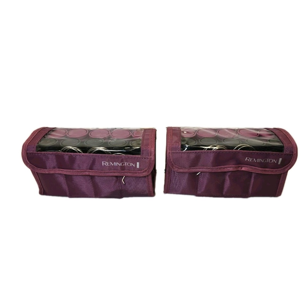 Set Of Two- Remington Travel Hot Rollers 10‎ Purple Rollers Includes 9 Clips